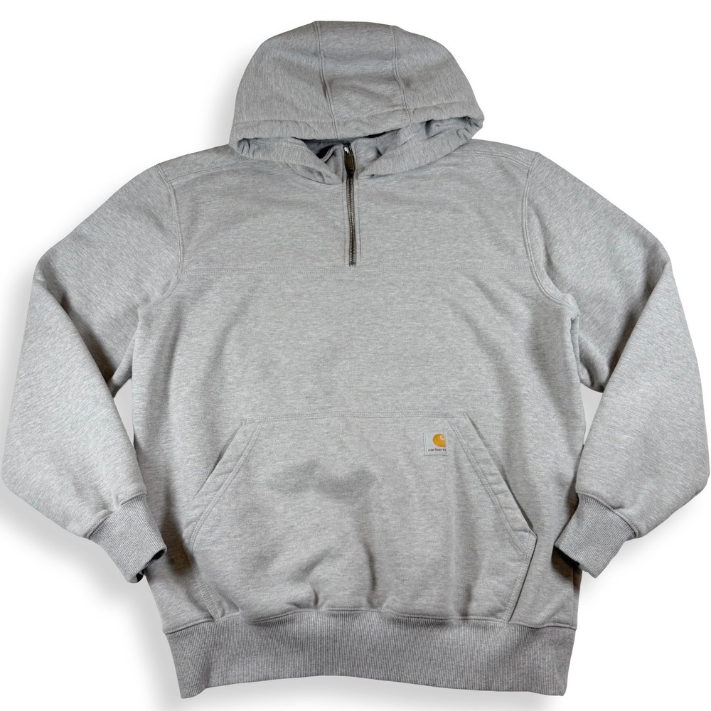 Carhartt Mens L Gray Rain Defender Heavyweight Quarter Zip Hoodie Loose Fit